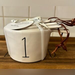 Rae Dunn White Measuring Cups with Handle & Leather String